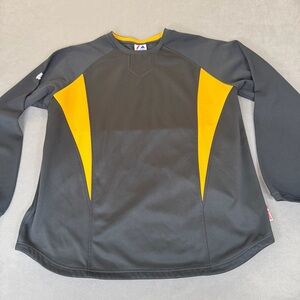 Majestic Men’s Therma Base Fleece Lined Black & Gold Pullover Jacket/Top- XL